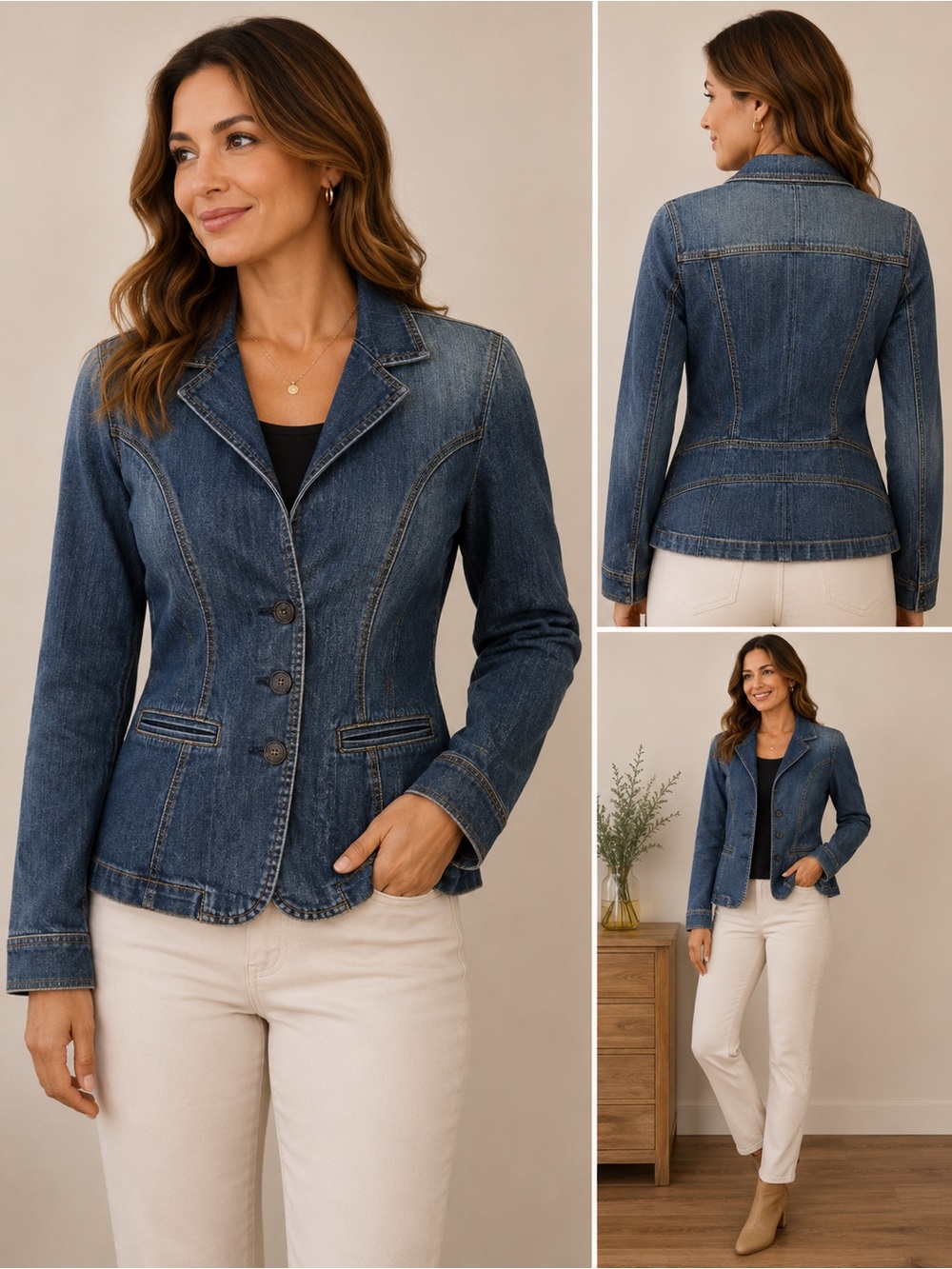 St. John's Bay Dark Blue Denim Button-Front Jacket